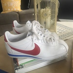 Women’s size 7 Nike Cortez, Red white and blue